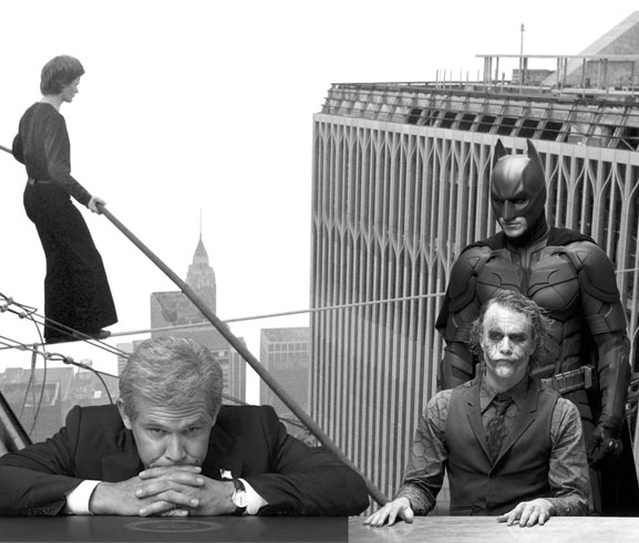 Images of Phillipe Petit, George Bush, The Joker and Batman